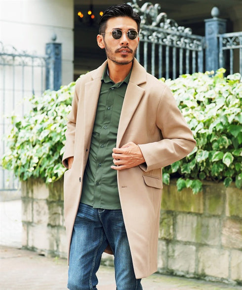 ベージュ(チェスターコート) MODEL : GO 180cm 66kg Lsize