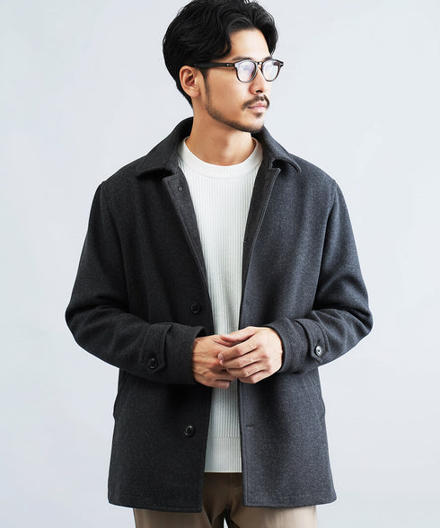 テックメルトンシングルPコート | メンズコート ビジネスコート ビジネス カジュアル ジャケット ショート丈 ストレッチ ミリタリー アウター 秋 秋服 秋物 冬 冬服 冬物