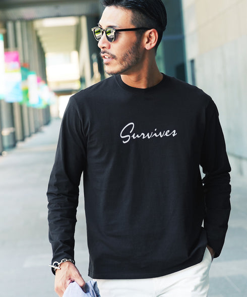 マルチプリントロンT│メンズ長袖Tシャツ ロングスリーブ 秋服 袖プリント バックプリント