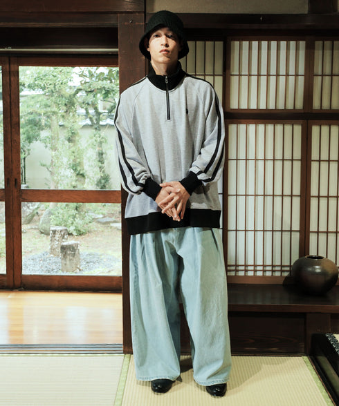 U.S. POLO ASSN. / ユーエスポロアッスン 別注 コラボ オーバーサイズ ハーフジップ ラグランスリーブ トラック 裏毛 スウェット トレーナー