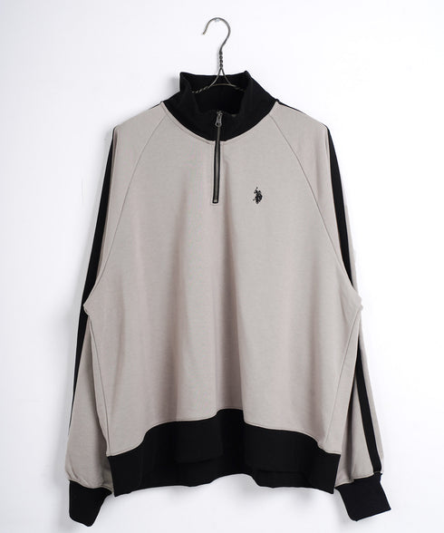U.S. POLO ASSN. / ユーエスポロアッスン 別注 コラボ オーバーサイズ ハーフジップ ラグランスリーブ トラック 裏毛 スウェット トレーナー