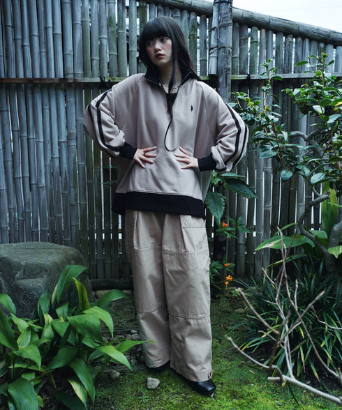 U.S. POLO ASSN. / ユーエスポロアッスン 別注 コラボ オーバーサイズ ハーフジップ ラグランスリーブ トラック 裏毛 スウェット トレーナー