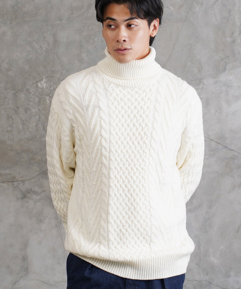 アランニット(タートルネック) | ニット セーター メンズ ケーブルニット メンズニット メンズセーター ケーブル編み Vネック クルーネック タートルネック 服 秋服 冬服 厚手 冬 ボーダー レディース ペア