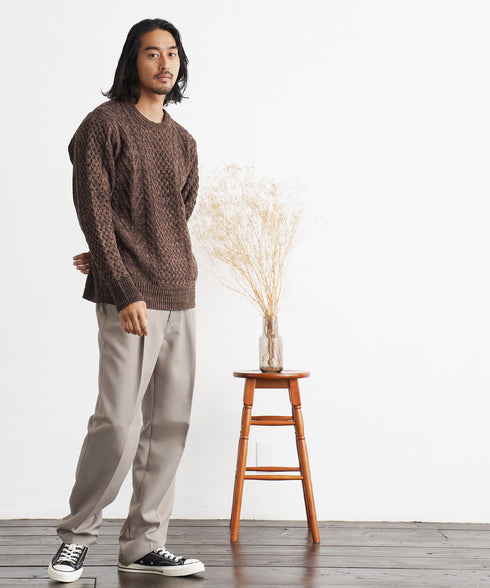 アランニット(クルーネック) | ニット セーター メンズ ケーブルニット メンズニット メンズセーター ケーブル編み Vネック クルーネック タートルネック 服 秋服 冬服 厚手 冬 ボーダー レディース ペア