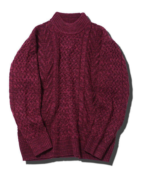 アランニット(モックネック) | ニット セーター メンズ ケーブルニット メンズニット メンズセーター ケーブル編み Vネック クルーネック タートルネック 服 秋服 冬服 厚手 冬 ボーダー レディース ペア