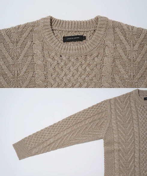 アランニット(クルーネック) | ニット セーター メンズ ケーブルニット メンズニット メンズセーター ケーブル編み Vネック クルーネック タートルネック 服 秋服 冬服 厚手 冬 ボーダー レディース ペア