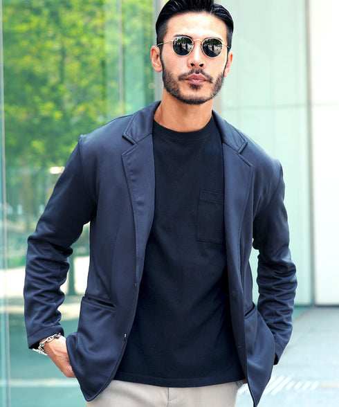 【カラー:ネイビー】着用モデル:180cm 66kg、着用Lサイズ