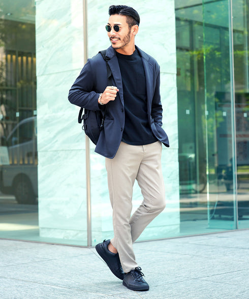 【カラー:ネイビー】着用モデル:180cm 66kg、着用Lサイズ