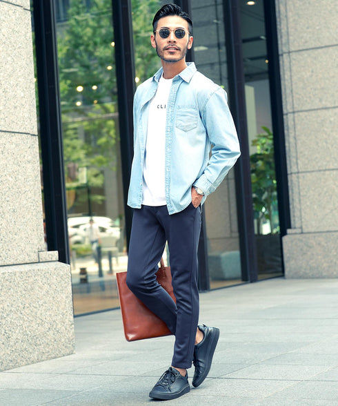 【カラー:ネイビー】着用モデル:180cm 66kg、着用Lサイズ