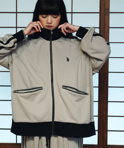 U.S. POLO ASSN. / ユーエスポロアッスン 別注 コラボ オーバーサイズ フルジップ ラグランスリーブ トラック トラックジャケット / ブルゾン