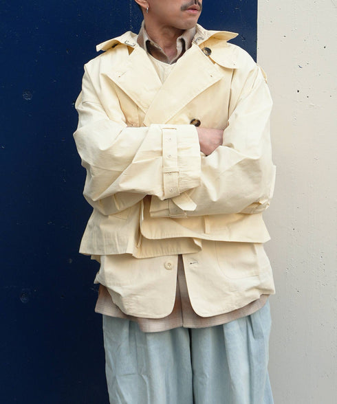 H163 / 着用サイズ:M エクリュ 着用ベスト:218009 着用トップス:218706 着用ボトムス:213778