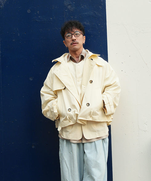 H163 / 着用サイズ:M エクリュ 着用ベスト:218009 着用トップス:218706 着用ボトムス:213778