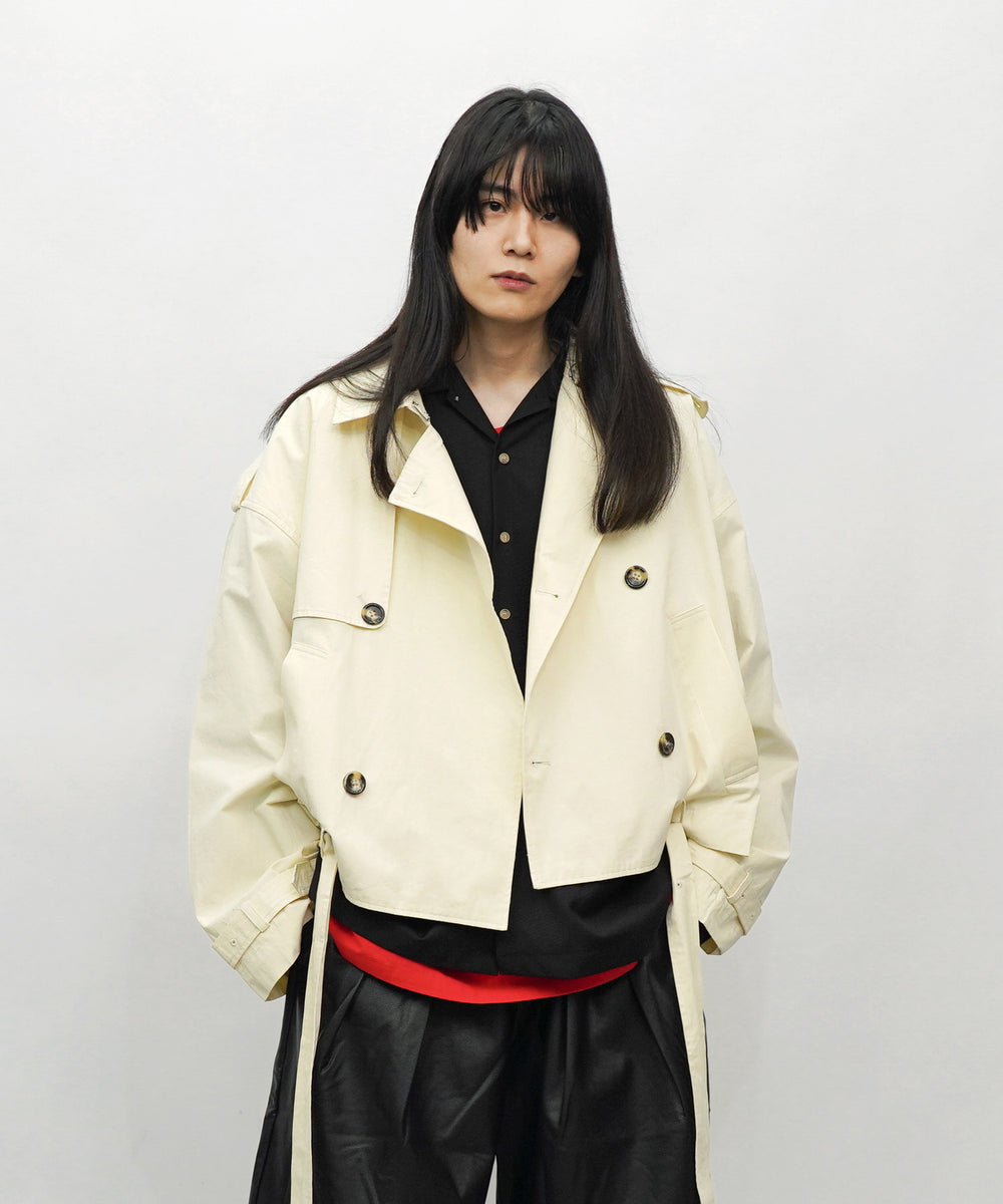 クロップド丈スタンドカラーミリタリートレンチコート | アパレル