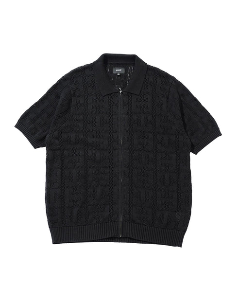 HUF / ハフ MONOGRAM JACQUARD ZIP SWEATER ジップアップ サマーニット セーター KN00485