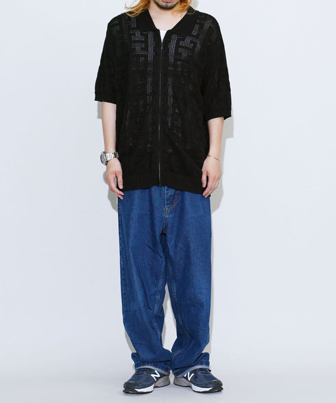 HUF / ハフ MONOGRAM JACQUARD ZIP SWEATER ジップアップ サマーニット セーター KN00485