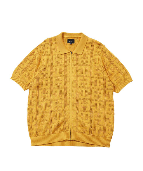 HUF / ハフ MONOGRAM JACQUARD ZIP SWEATER ジップアップ サマーニット セーター KN00485