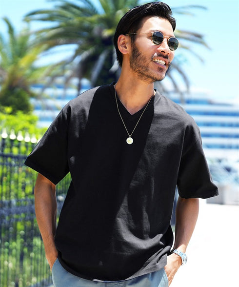 汗ジミ防止VネックTシャツ│メンズ 汗染みしないVネックTシャツ インナー ゆったり ホワイト ブラック チャコール