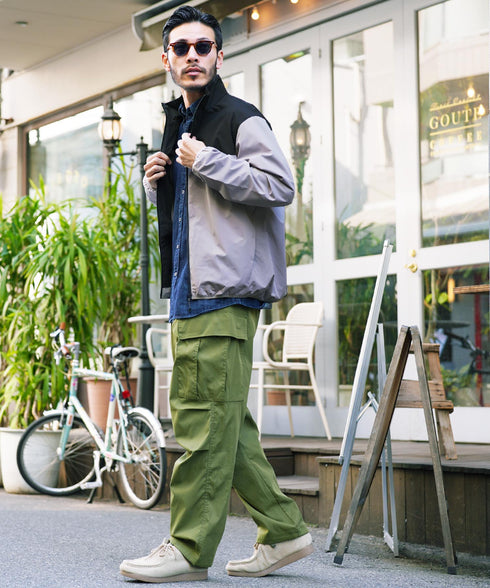 ライトグレー×ブラック(スタンドカラー) MODEL : GO 180cm 66kg Lsize