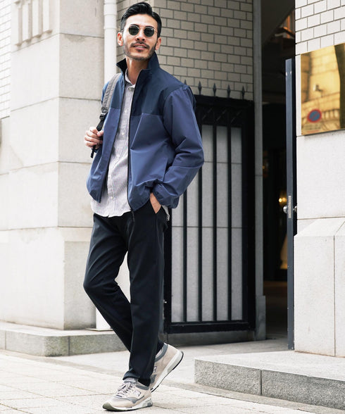 ブルー×ブラック(スタンドカラー) MODEL : GO 180cm 66kg Lsize