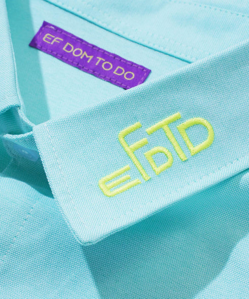 EF DOM TO DO / イーエフダムトゥードゥー ラグラン オックスシャツ 半袖 セットアップ オーバー ロゴ刺繍 ワンポイント