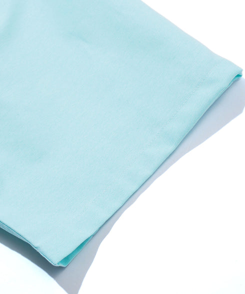 EF DOM TO DO / イーエフダムトゥードゥー ラグラン オックスシャツ 半袖 セットアップ オーバー ロゴ刺繍 ワンポイント