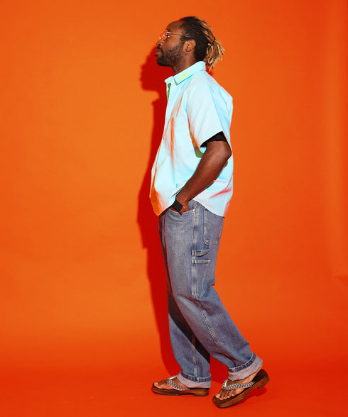 ターコイズブルー 178cm/78kg 着用サイズXL