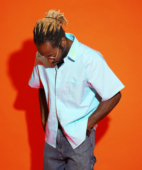 ターコイズブルー 178cm/78kg 着用サイズXL