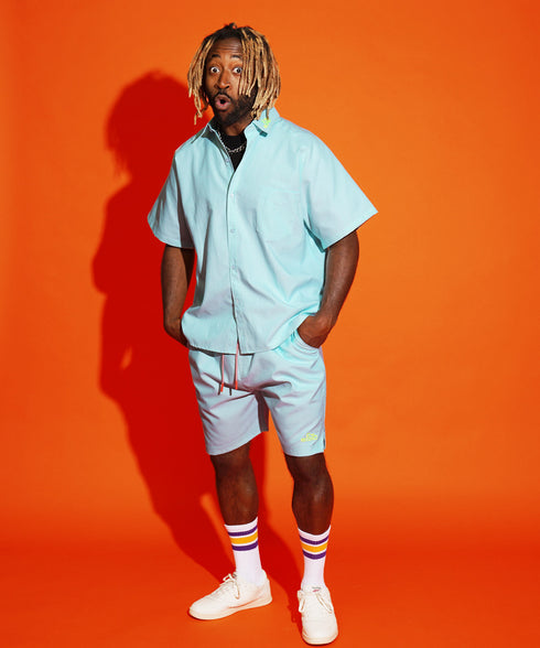 ターコイズブルー 178cm/78kg 着用サイズXL