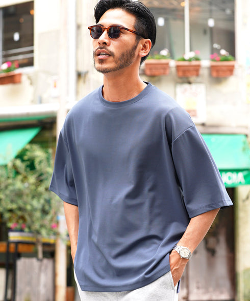 UVカット梨地 裾スリット入りBIGTシャツ