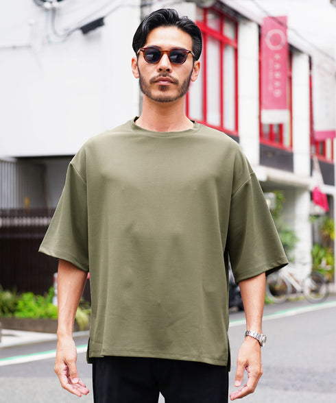 UVカット梨地 裾スリット入りBIGTシャツ