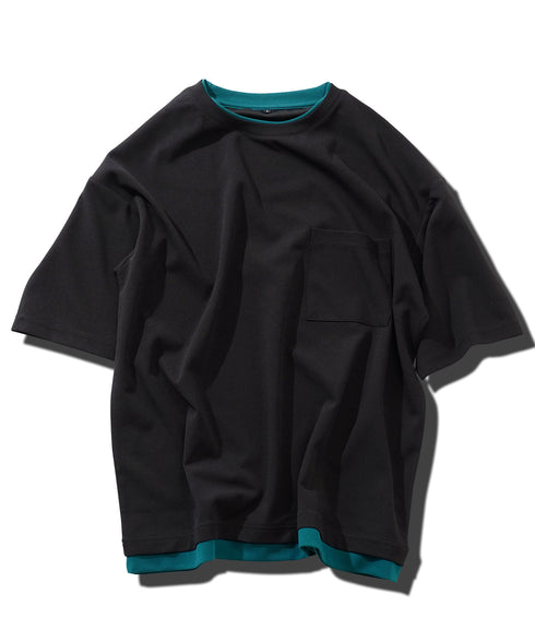 UVカット梨地 フェイクレイヤードBIGT