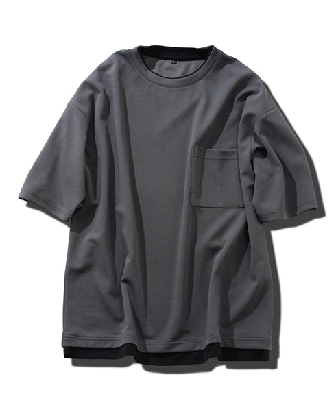 UVカット梨地 フェイクレイヤードBIGT