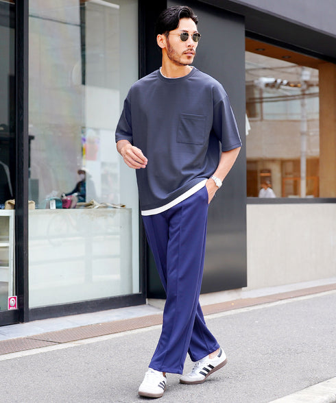 UVカット梨地 フェイクレイヤードBIGT