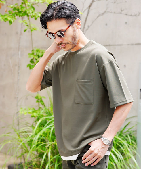 UVカット梨地 フェイクレイヤードBIGT