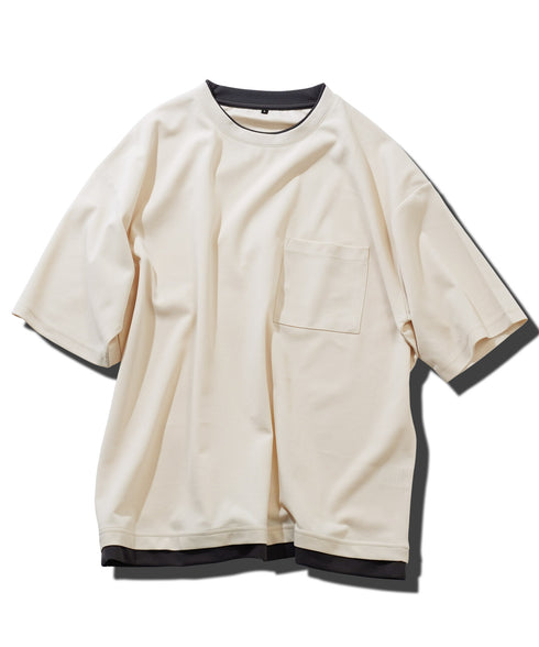 UVカット梨地 フェイクレイヤードBIGT