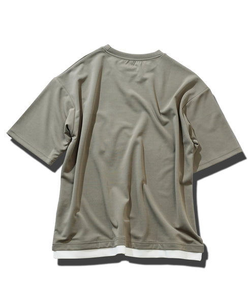 UVカット梨地 フェイクレイヤードBIGT