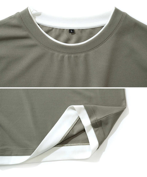 UVカット梨地 フェイクレイヤードBIGT