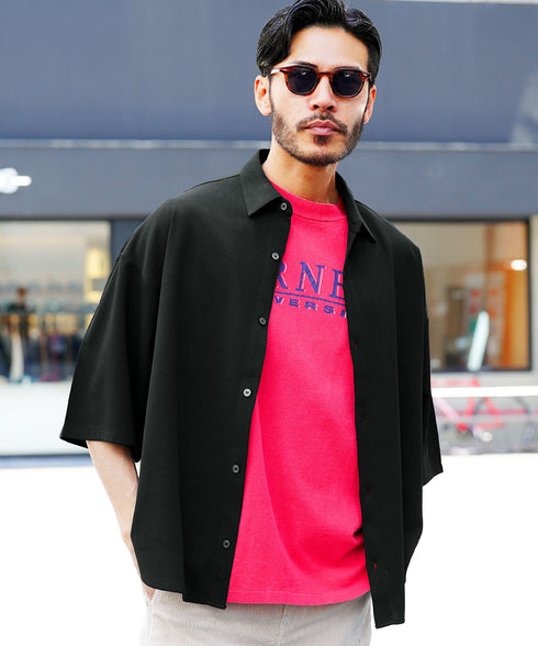 UVカット梨地BIGサイズシャツ