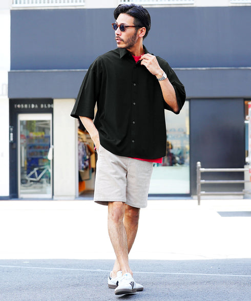 UVカット梨地BIGサイズシャツ