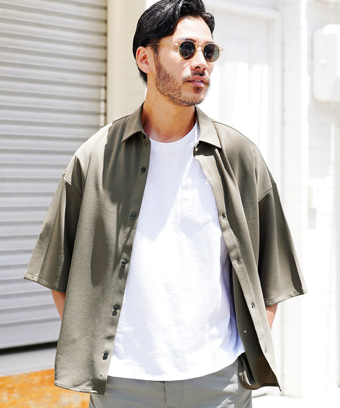 UVカット梨地BIGサイズシャツ