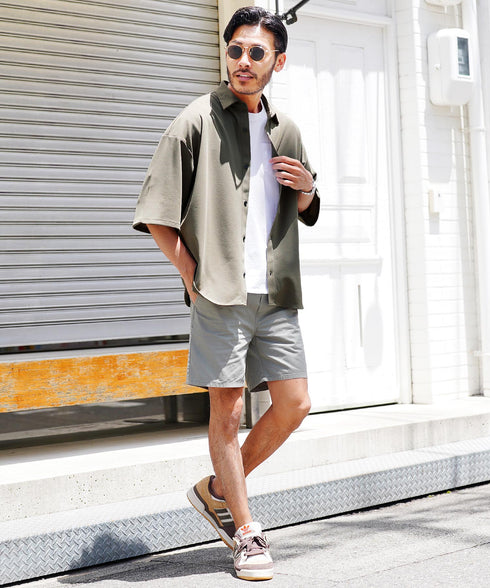 UVカット梨地BIGサイズシャツ