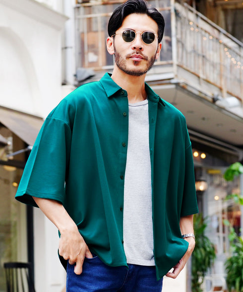 UVカット梨地BIGサイズシャツ