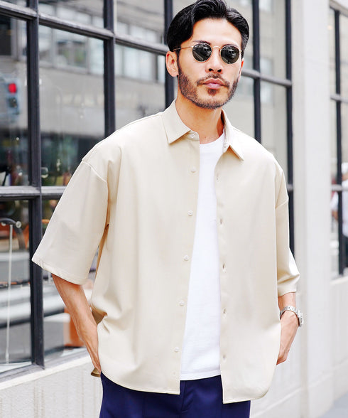 UVカット梨地BIGサイズシャツ