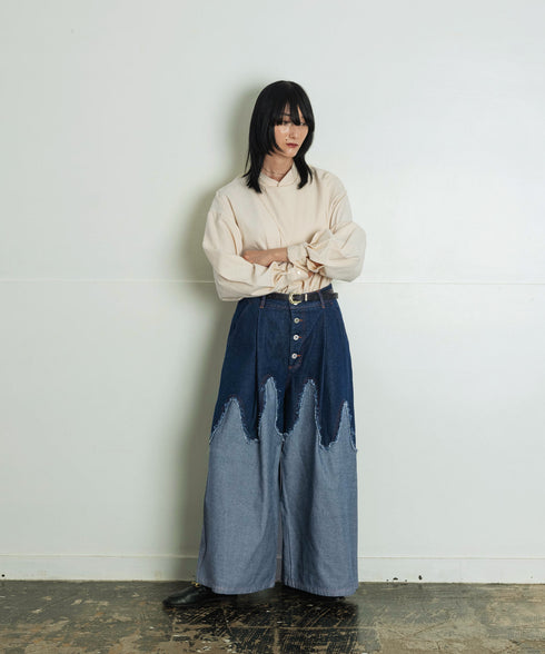 H167 / 着用サイズ: M インディゴブルー
着用トップス:217159