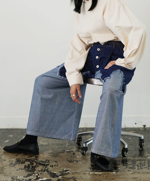 H167 / 着用サイズ: M インディゴブルー
着用トップス:217159