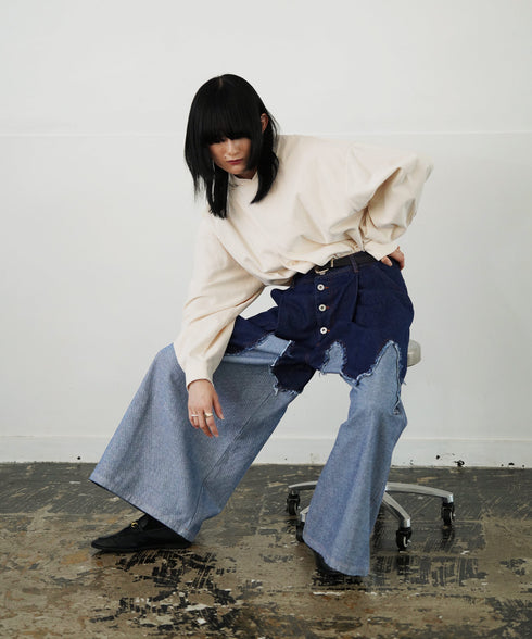 H167 / 着用サイズ: M インディゴブルー
着用トップス:217159