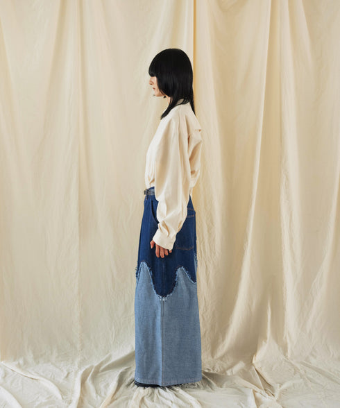 H167 / 着用サイズ: M インディゴブルー
着用トップス:217159