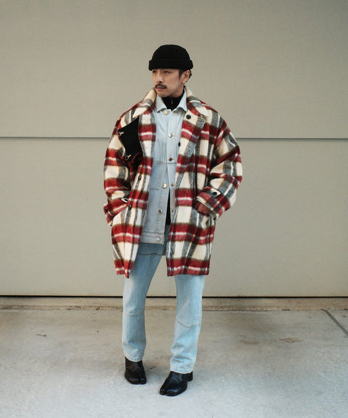 H163 / 着用サイズ: S アイボリーチェック