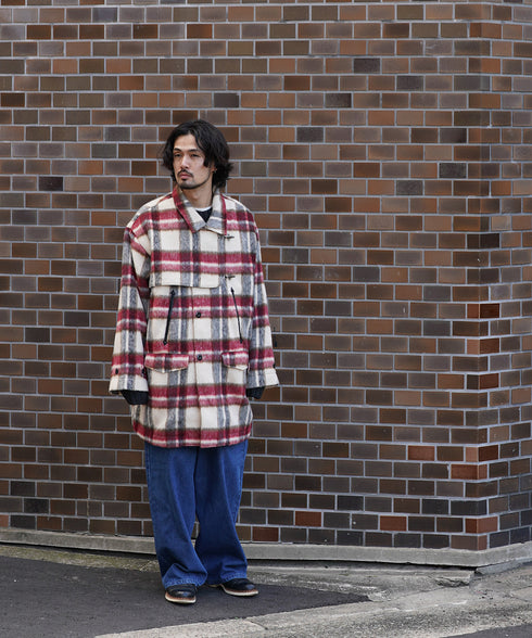 H175 / 着用サイズ: アイボリーチェック 着用ボトムス:218708