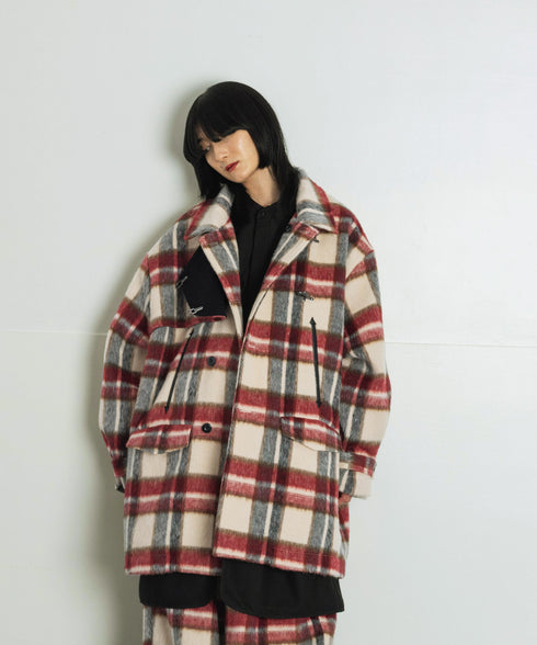 H167 / 着用サイズ:M アイボリーチェック 着用トップス:217167 着用ボトムス:217175